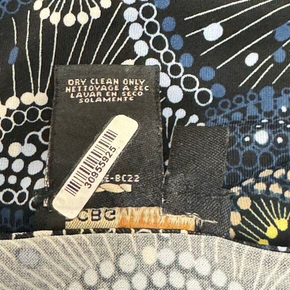 BCBGMAXAZRIA 2 Piece Set V-Neck Top Asymmetrical Skirt Navy Green Geo Print SZ M - Picture 7 of 13